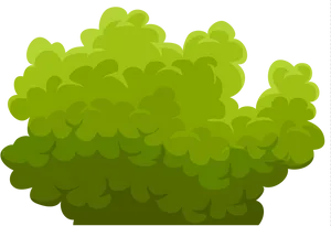 Vibrant Green Cartoon Shrub PNG Image