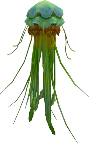 Vibrant Green Jellyfish PNG Image