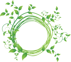 Vibrant Green Leaf Circle Frame PNG Image