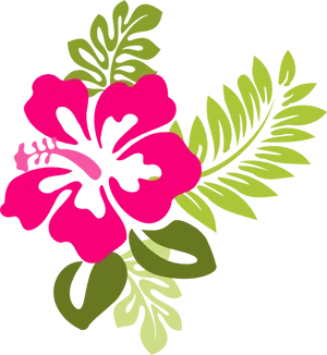 Vibrant_ Hawaiian_ Hibiscus_ Floral_ Vector PNG Image