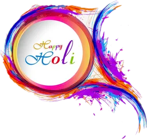 Vibrant Holi Greeting Design PNG Image