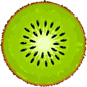 Vibrant Kiwi Slice Illustration PNG Image