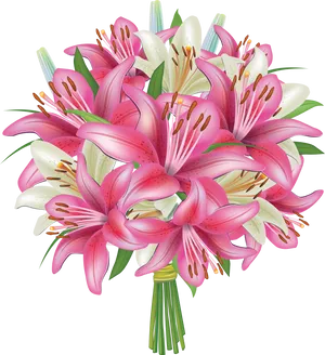 Vibrant Lily Bouquet Illustration PNG Image