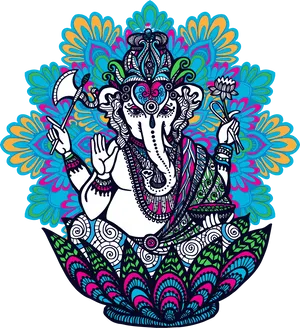 Vibrant Lord Ganesha Artwork PNG Image