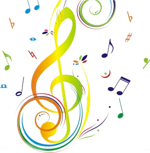 Vibrant Musical Notes Abstract PNG Image