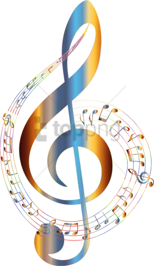 Vibrant Musical Treble Clef PNG Image