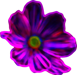 Vibrant Neon Blue Flower Art PNG Image