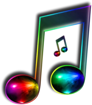 Vibrant Neon Music Notes PNG Image