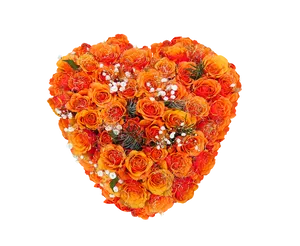 Vibrant_ Orange_ Rose_ Heart_ Bouquet PNG Image