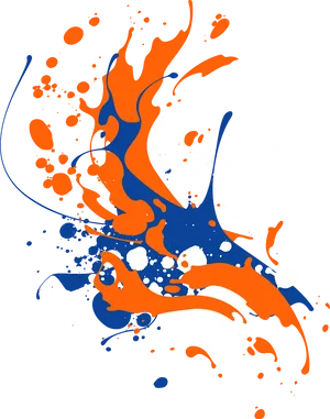 Vibrant Orangeand Blue Paint Splash PNG Image