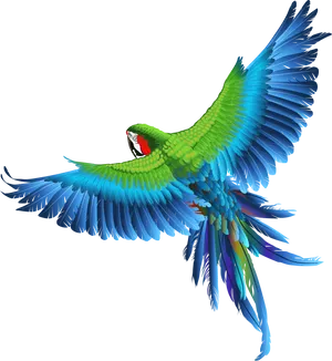 Vibrant_ Parrot_ In_ Flight_ Vector PNG Image