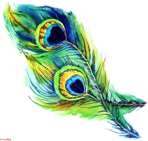 Vibrant Peacock Feather Artwork PNG Image