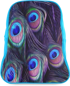 Vibrant Peacock Feather Backpack PNG Image