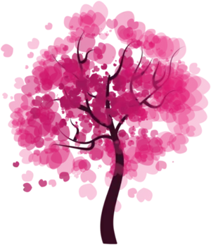 Vibrant Pink Blossom Tree Vector PNG Image