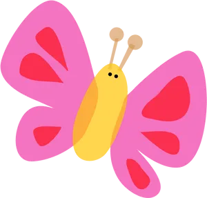 Vibrant_ Pink_ Butterfly_ Cartoon PNG Image