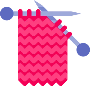 Vibrant Pink Knitting Project PNG Image