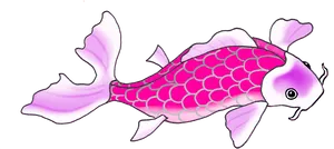 Vibrant Pink Koi Fish Illustration PNG Image