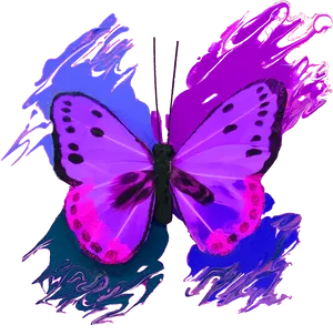 Vibrant Purple Butterfly Art PNG Image