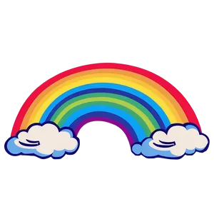 Vibrant Rainbow With Clouds Illustration Png Wdj31 PNG Image