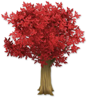 Vibrant Red Flower Tree Illustration PNG Image