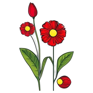 Vibrant Red Flowers Illustration Png Ctl PNG Image