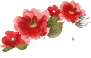 Vibrant Red Flowers Illustration PNG Image