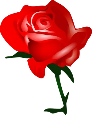 Vibrant Red Rose Illustration PNG Image