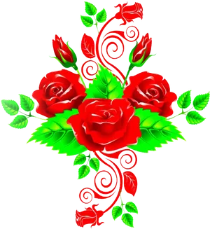 Vibrant Red Roses Graphic PNG Image