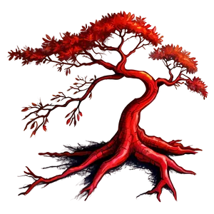 Vibrant Red Tree Sketch Png Iqo60 PNG Image