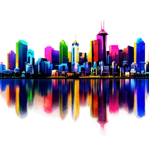 Vibrant Seattle Skyline Art Png 06252024 PNG Image