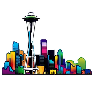 Vibrant Seattle Skyline Art Png 27 PNG Image