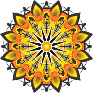 Vibrant Sun Mandala Art PNG