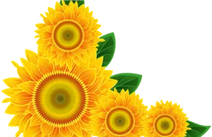 Vibrant Sunflower Corner Design PNG Image