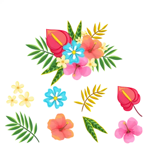 Vibrant Tropical Flora Illustration PNG Image