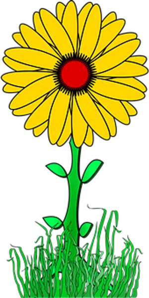 Vibrant Yellow Daisy Illustration PNG Image