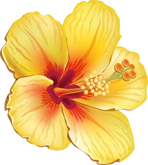 Vibrant Yellow Hibiscus Flower PNG Image