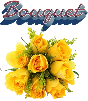 Vibrant_ Yellow_ Rose_ Bouquet PNG Image