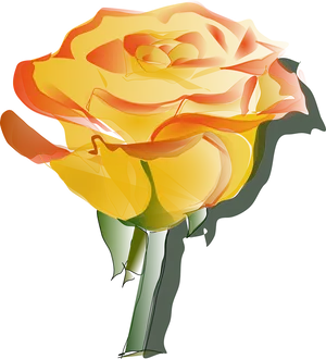 Vibrant Yellow Rose Illustration PNG Image