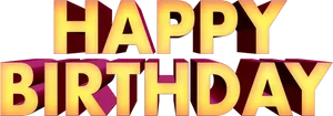 Vibrant3 D Happy Birthday Text PNG Image