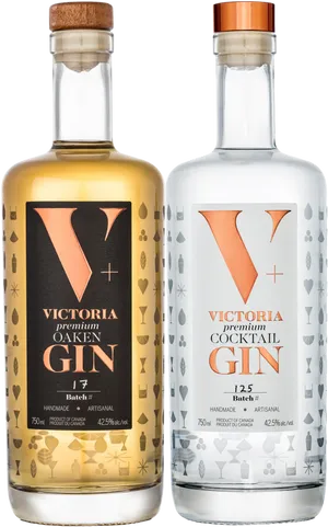 Victoria Gin Bottles Display PNG Image