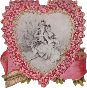 Victorian Children Heart Frame Vintage PNG Image