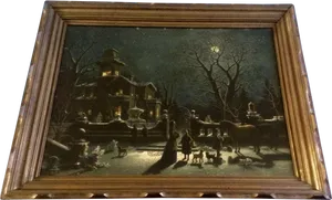 Victorian Night Scene Painting PNG Image