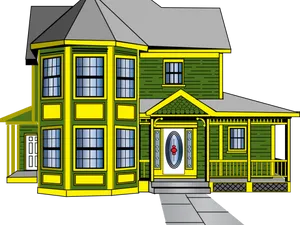 Victorian Style Cartoon Mansion PNG Image