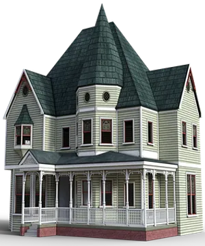 Victorian Style House Rendering PNG