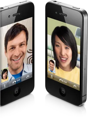 Video Call Demonstrationon Smartphones PNG Image