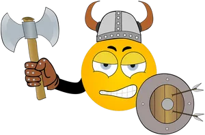 Viking Emojiwith Axeand Shield PNG Image