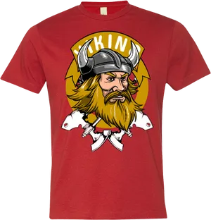 Viking Graphic Red Tshirt Design PNG Image