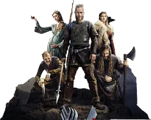 Viking Warriors Group Pose PNG Image