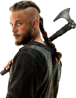 Viking Warriorwith Axe PNG Image