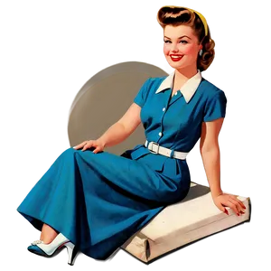 Vintage 1950s Pin-up Girls Png Isa84 PNG Image